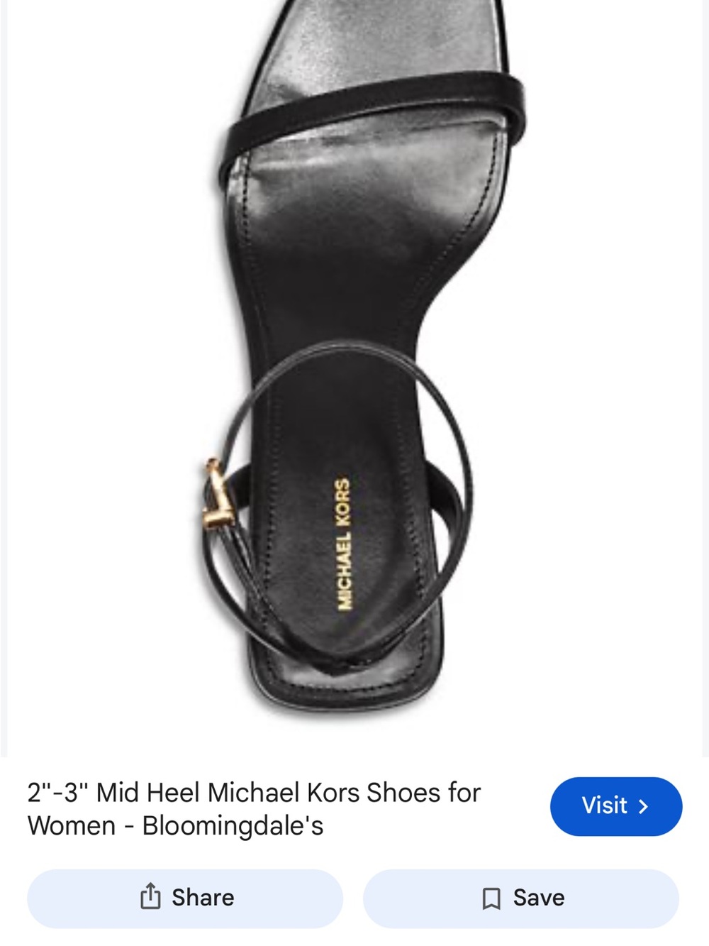Michael Kors Black Leather Ankle-Strap Mid Heel Sandals
